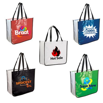 Large Laminated Recycled Shopping Tote Bag(16.25" X 14.5" X 6.75")