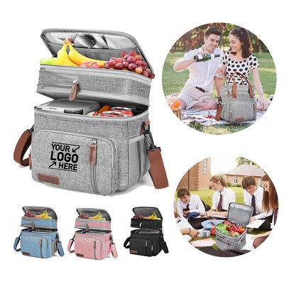 Portable Thermal Cooler Bag Leakproof Lunch Tote Double Layer Insulated Picnic Lunch Bag